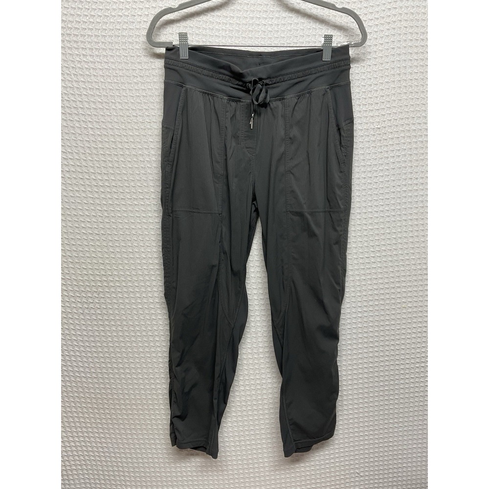 Lululemon Black Pinstriped Capri Pants Size 8 Women's Drawstring Waist
